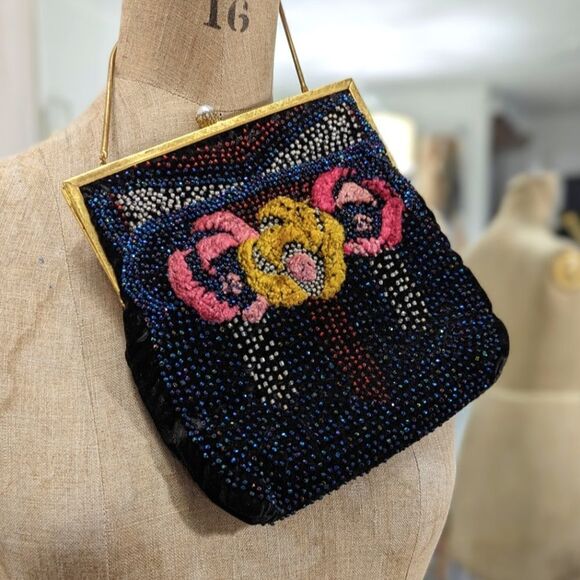 Vintage Velvet Beaded Clutch - Picture 3 of 6
